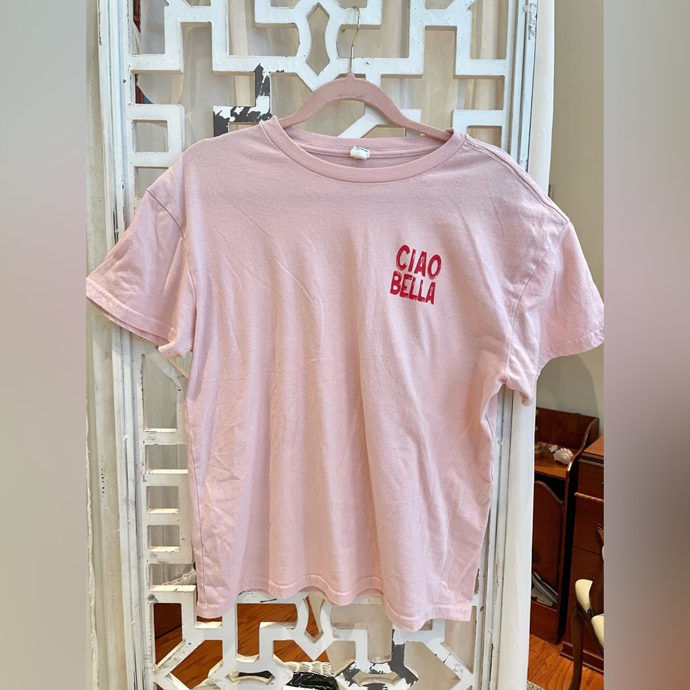 Light Pink Ciao Bella Short Sleeve Tee 52% cotton